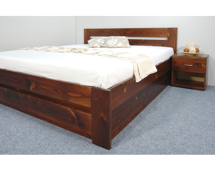 Postel z masivu s úložným prostorem Berni, 160x200, 180x200, masiv smrk