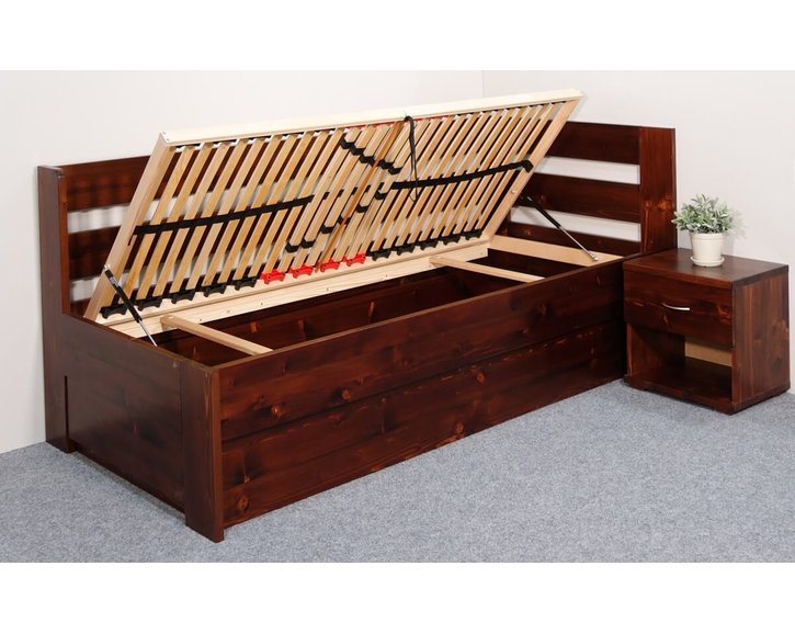 Postel s úložným prostorem Valentin, 90x200 cm - Pravá