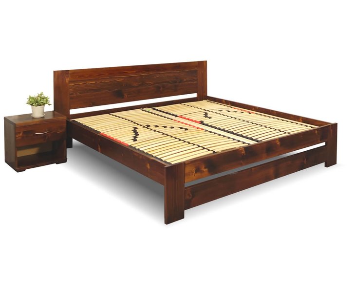 Dřevěná postel s rošty Jirka, 160x200, 180x200, masiv smrk