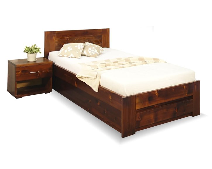 Jednolůžková postel s úložným prostorem Jirka, 80x200, 90x200, masiv smrk