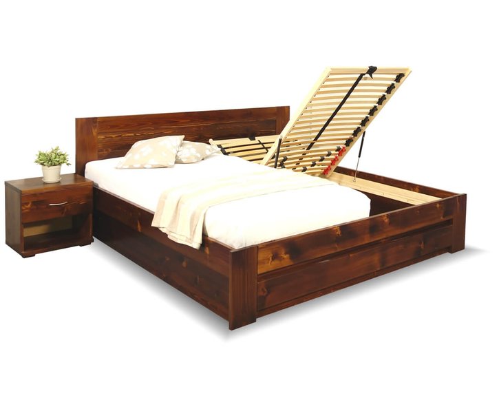 Postel s úložným prostorem Jirka, 160x200, 180x200, masiv smrk Postel s úložným prostorem Jirka, 160x200, 180x200, masiv smrk