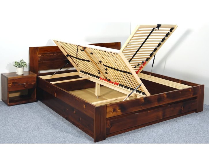 Postel s úložným prostorem Jirka, 160x200, 180x200, masiv smrk Postel s úložným prostorem Jirka, 160x200, 180x200, masiv smrk