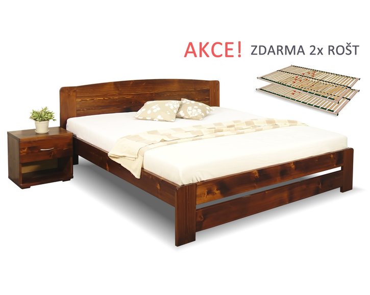 Postel s rošty Justina, 180x210cm, masiv smrk Postel s rošty Justina, 180x210cm, masiv smrk