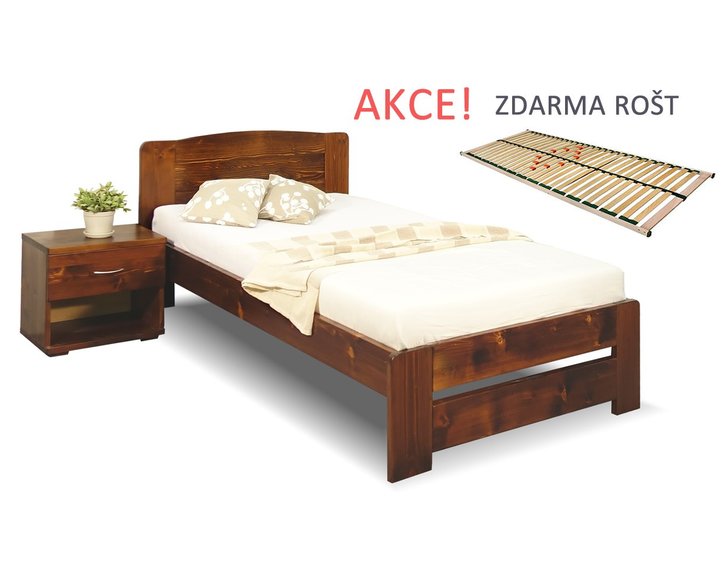 Postel s roštem Justina, 90x220cm, masiv smrk Postel s roštem Justina, 90x220cm, masiv smrk