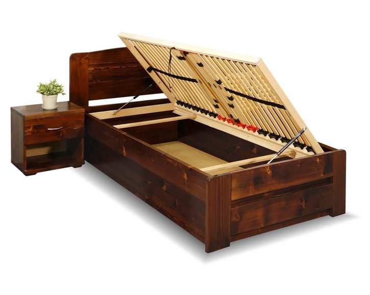 Postel z masivu s úložným prostorem Justina, 90x210cm, masiv smrk Postel z masivu s úložným prostorem Justina, 90x210cm, masiv smrk
