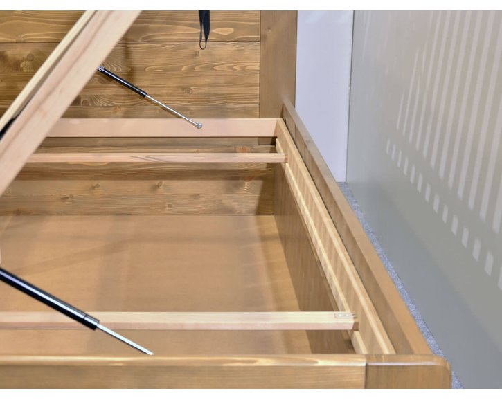 Postel s úložným prostorem Mark, 120x200, masiv smrk