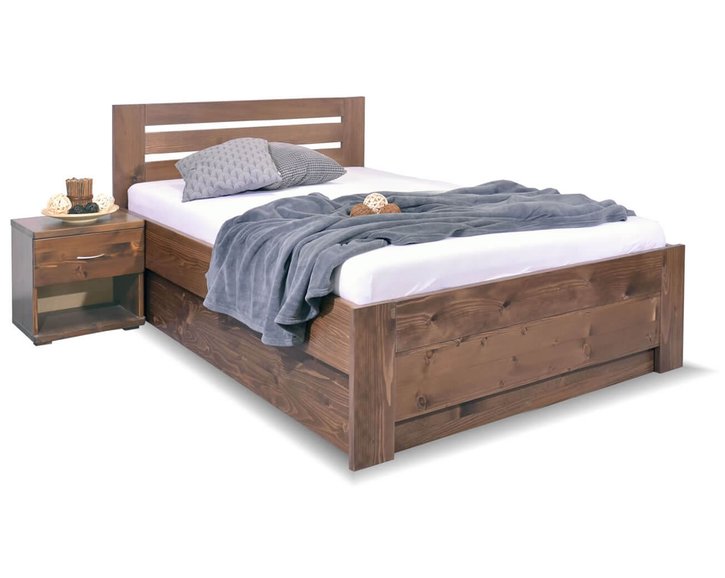 Zvýšená postel s úložným prostorem Rita, masiv smrk, 120x200 Zvýšená postel s úložným prostorem Rita, masiv smrk, 120x200