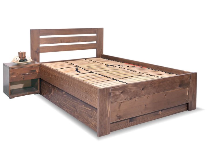Zvýšená postel s úložným prostorem Rita, 120x200, masiv smrk