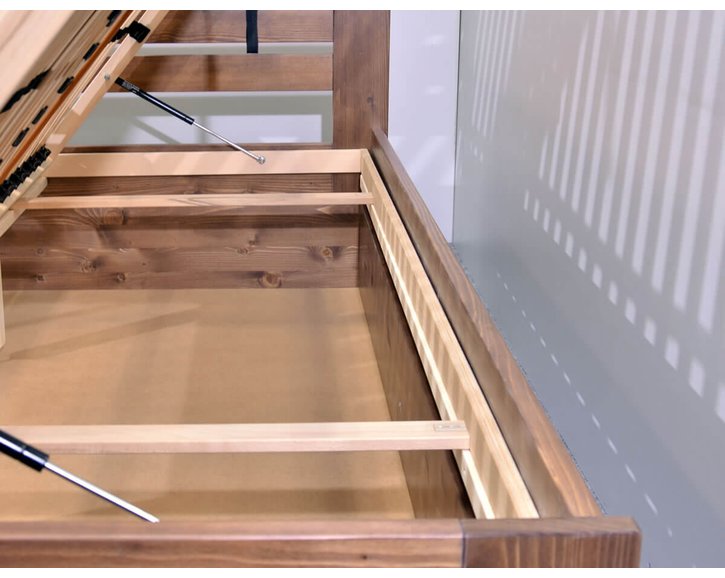 Zvýšená postel s úložným prostorem Rita, 120x200, masiv smrk