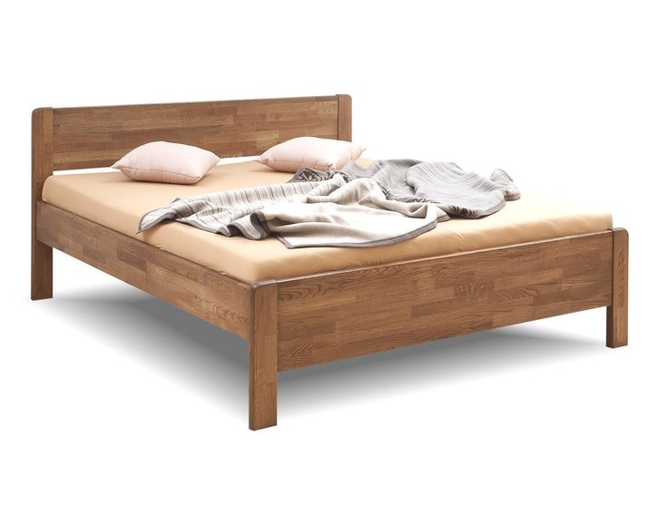 Zvýšená postel dvoulůžko z masivu Sofi-oblá, masiv dub cink