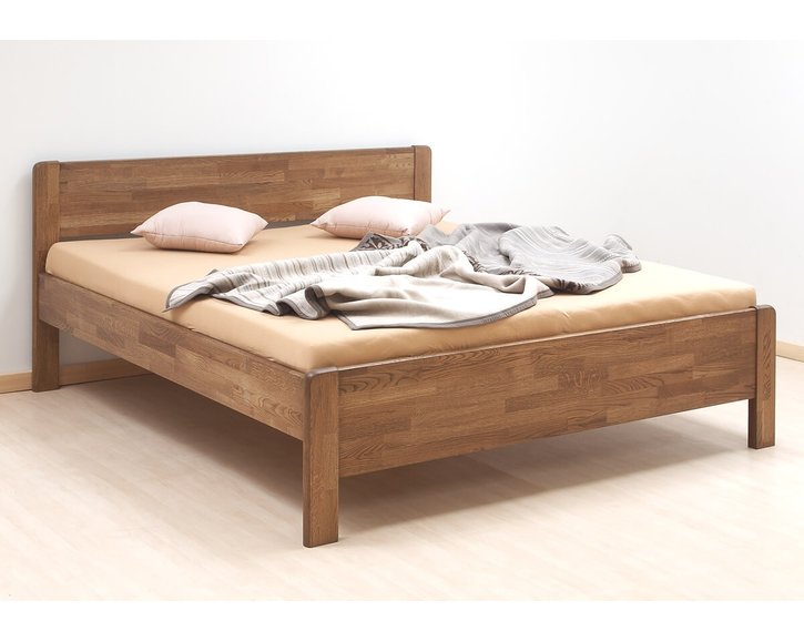 Zvýšená postel z masivu Sofi-oblá, masiv dub cink