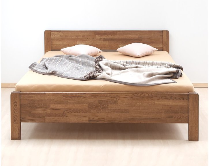 Zvýšená postel z masivu Sofi-oblá, masiv dub cink