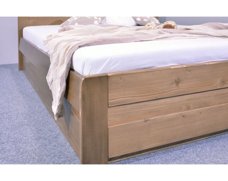 Postel dvoulůžko s úložným prostorem MARK, masiv smrk
