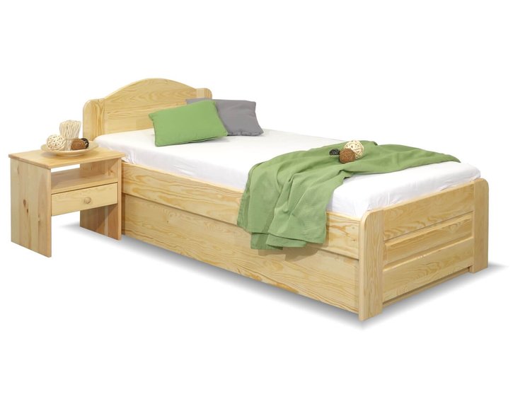 Postel jednolůžko s úložným prostorem LADA, masiv borovice