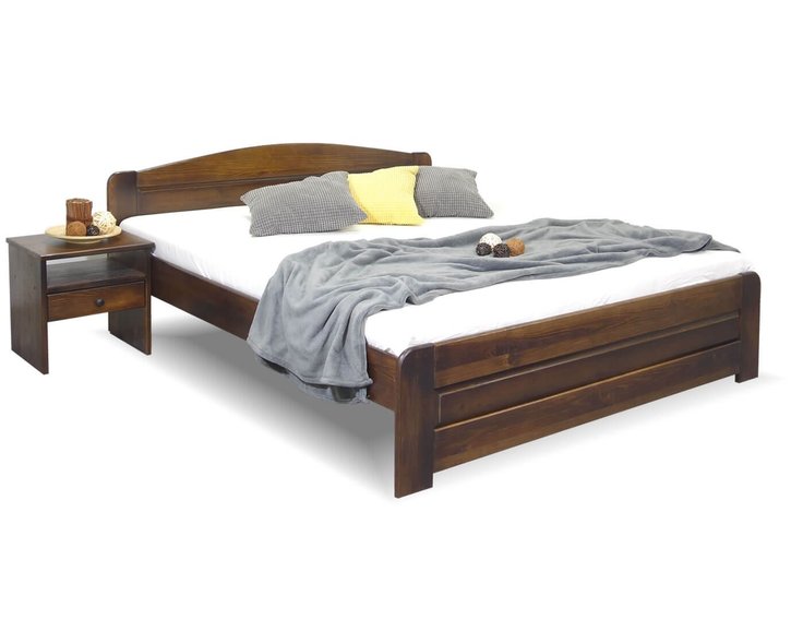 Postel dvoulůžko LADA, masiv borovice, moření ořech, 180x200cm