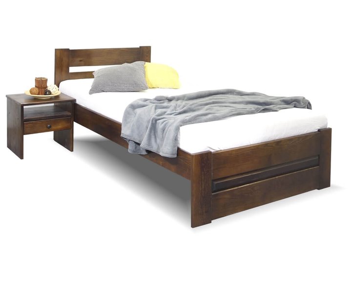 Postel jednolůžko Hanka, 90x200cm, masiv borovice, moření ořech