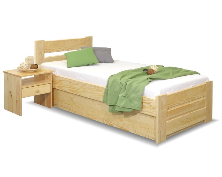 Postel jednolůžko s úložným prostorem Hanka , 90x210cm, masiv borovice 
