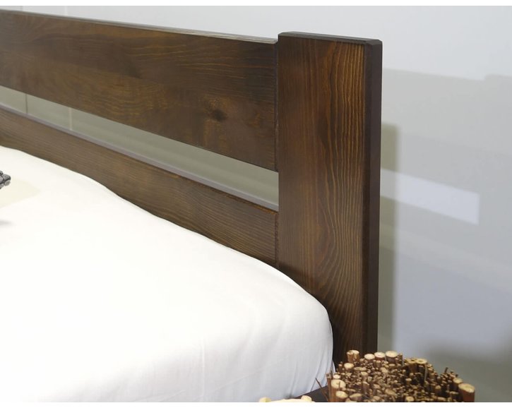 Dřevěná postel s úložným prostorem Hanka, masiv borovice, moření ořech