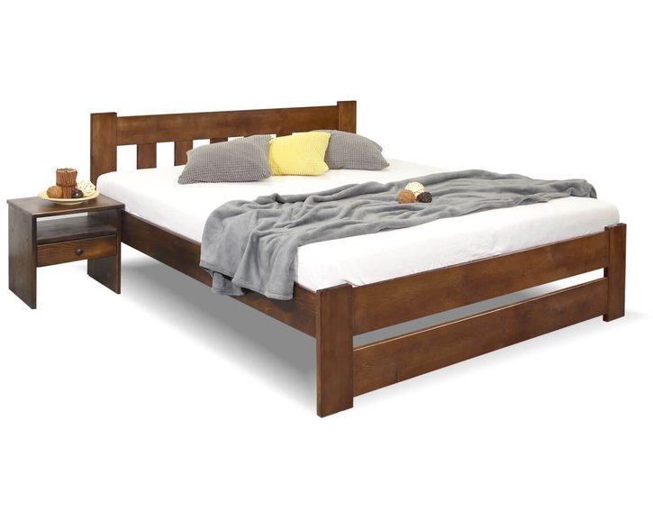 Postel dvoulůžko Barča, masiv borovice, moření ořech