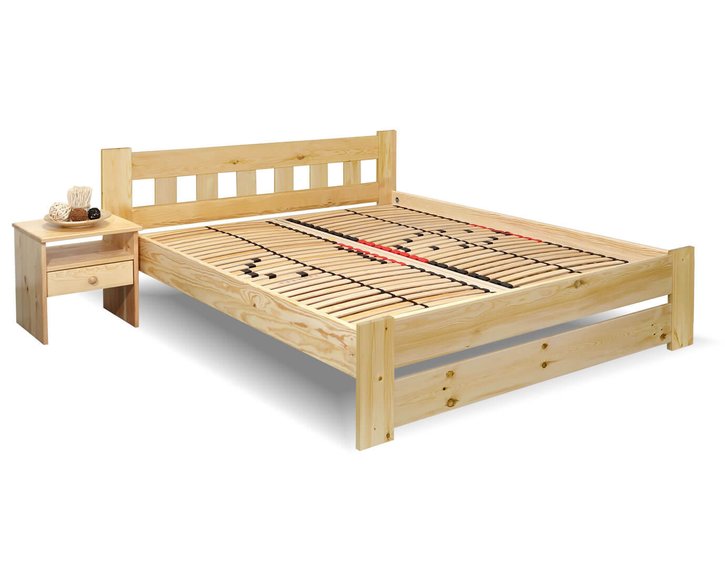 Dřevěná postel dvoulůžko Barča, masiv borovice, 140x200