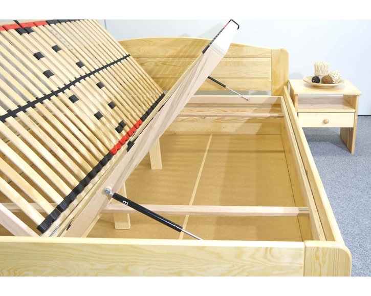 Dřevěná postel LADA, s úložným prostorem, masiv borovice