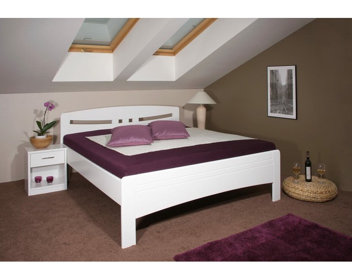 Zvýšená postel z masivu  EVITA 6 senior 160x200, 180x200, masiv buk, bílá