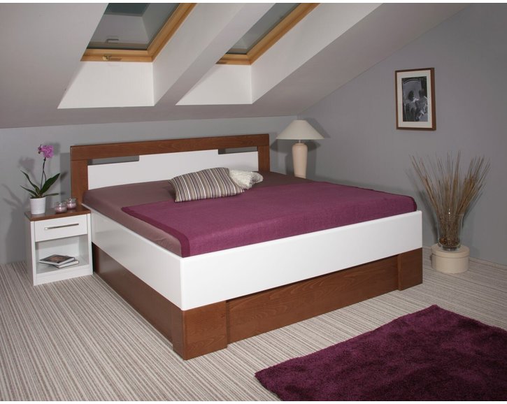 Zvýšená postel s úložným prostorem VAREZZA 5 senior 160x200, 180x200, masiv buk, bílá