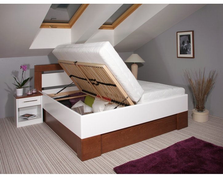 Zvýšená postel s úložným prostorem VAREZZA 5 senior 160x200, 180x200, masiv buk, bílá