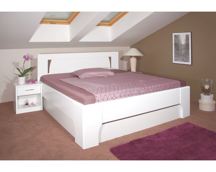 Manželská postel s úložným prostorem OLYMPIA 1. senior 160x200, 180x200, masiv buk, bílá