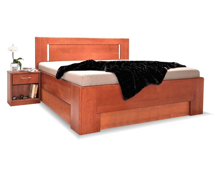 Manželská postel s úložným prostorem HOLLYWOOD 1. senior, masiv buk