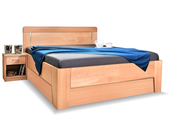 Dřevěná postel s úložným prostorem Venus, 160x200, 180x200, masiv buk