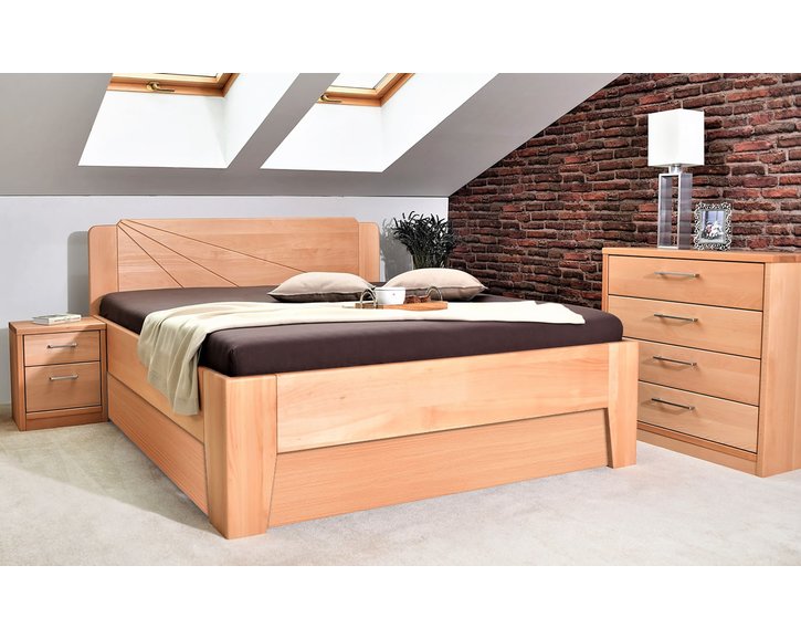 Dřevěná postel s úložným prostorem Kleopatra 1, 160x200, 180x200, masiv buk