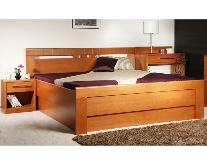 Dřevěná postel s úložným prostorem ARLETA 1, masiv buk