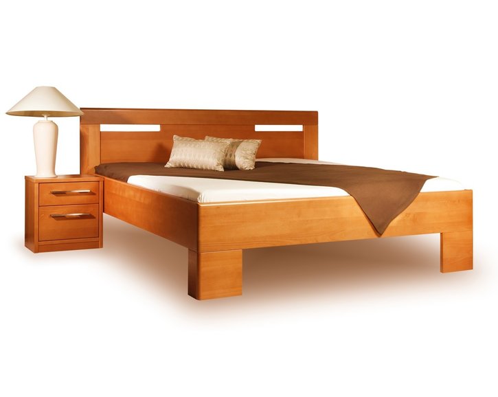 Manželská postel z masivu VAREZZA 5, masiv buk - olej třešeň