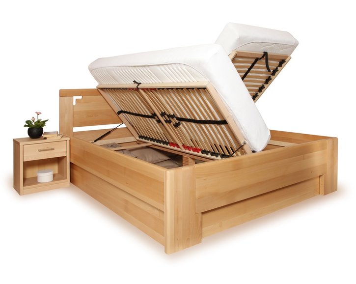 Postel z masivu s úložným prostorem DELUXE 2, masiv buk Postel z masivu s úložným prostorem DELUXE 2, masiv buk