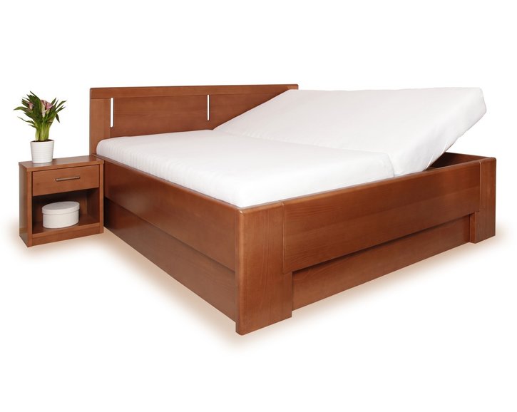 Manželská postel s úložným prostorem DELUXE 3, masiv buk Manželská postel s úložným prostorem DELUXE 3, masiv buk