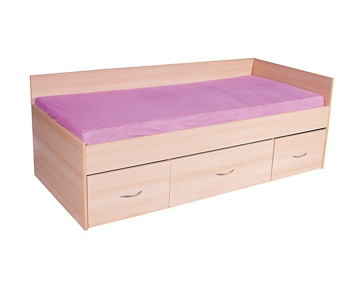 Rohová vyvýšená dětská postel s úložným prostorem GAMA, 90x200cm