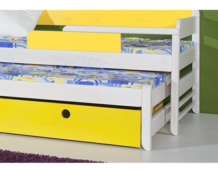 Dětská postel s přistýlkou a úložným prostorem NATY1, masiv borovice