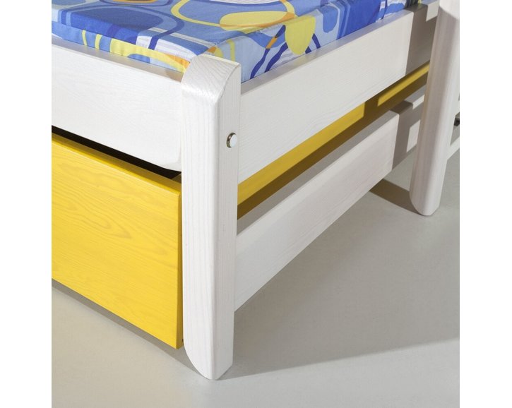 Dětská postel s přistýlkou a úložným prostorem NATY1, masiv borovice