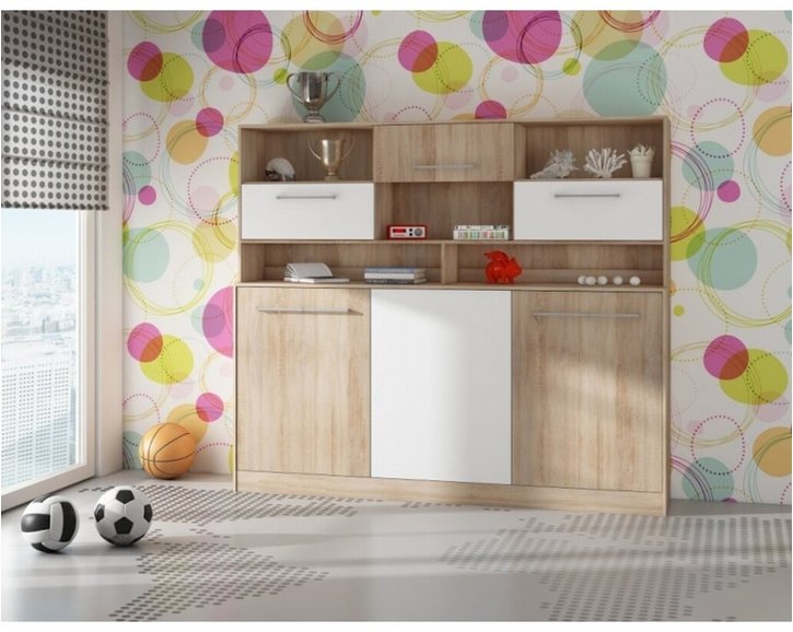 Sklápěcí postel ve skříni s nádstavcem Kity