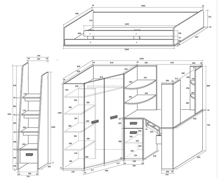 Multifunkční postel Kity, lamino dub sonoma-fialová