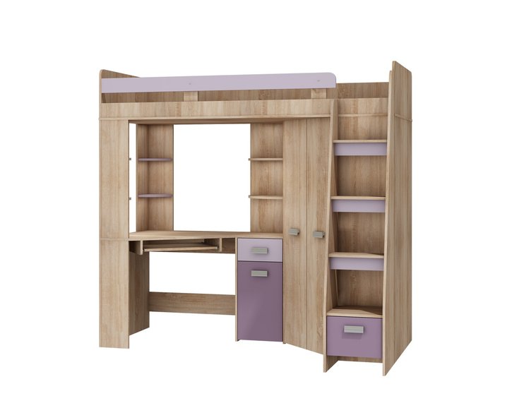 Multifunkční postel Kity, lamino dub sonoma-fialová