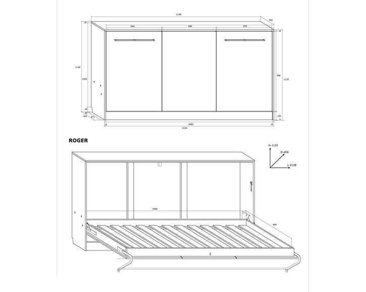Sklápěcí postel ve skříni Kity